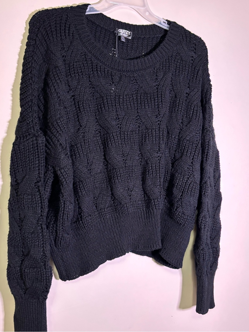 Cable Knit Crewneck Sweater - Black NWT plus sized